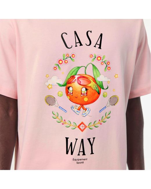 Casablanca Pink Logo Crew Neck T-Shirt for men