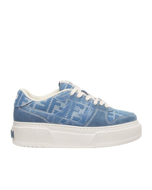 Fendi Blue Match Panelled Low-Top Sneakers