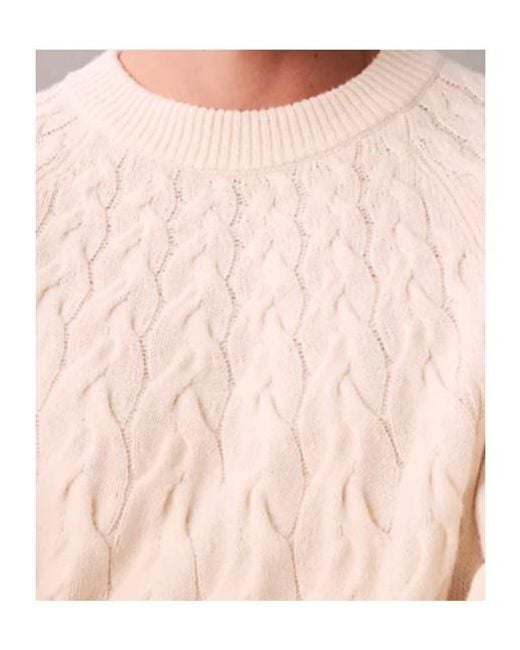 Calvin Klein Natural Lambswool Blend Cable Knit Crewneck Jumper for men