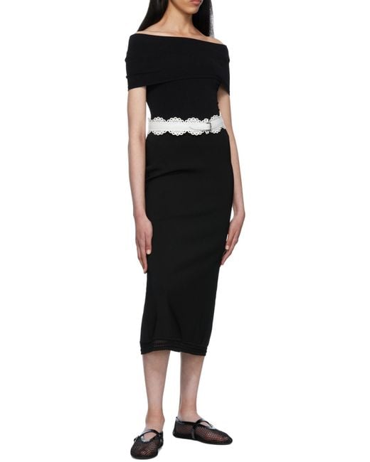 Alaïa Black Rhinestone-Embellished Leather Ballet Flats