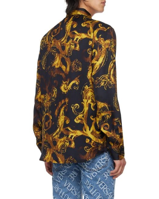 Versace Jeans Black Couture All-Over Printed Long-Sleeved Shirt for men