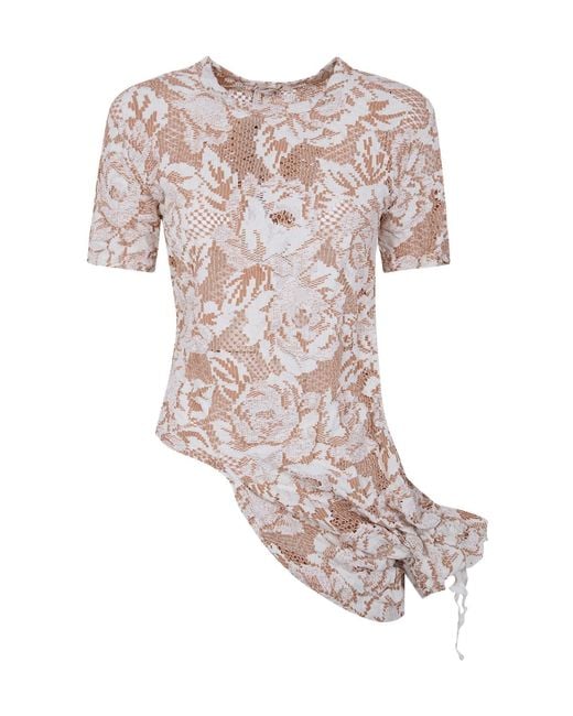 Comme des Garçons Pink Comme Des Garçons Floral-Embroidered Asymmetric Blouse