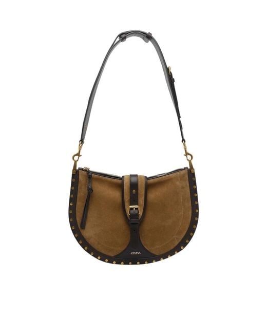 Isabel Marant Brown Oskan Stud Detail Shoulder Bag