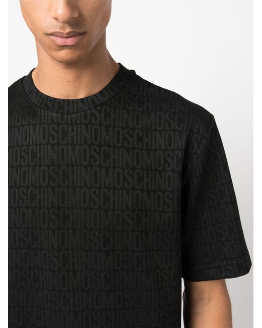 Moschino Black Jacquard Logo-Motif T-Shirt for men