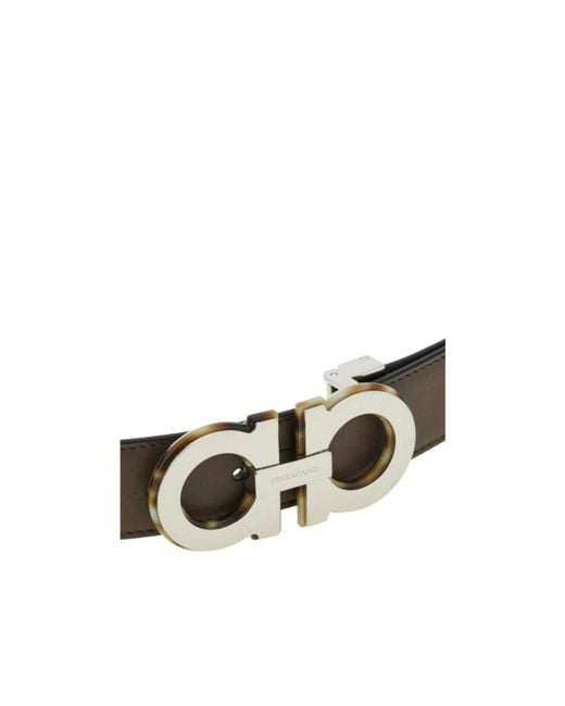 Ferragamo White Ferragamo Gancini Reversible Buckle Belt for men
