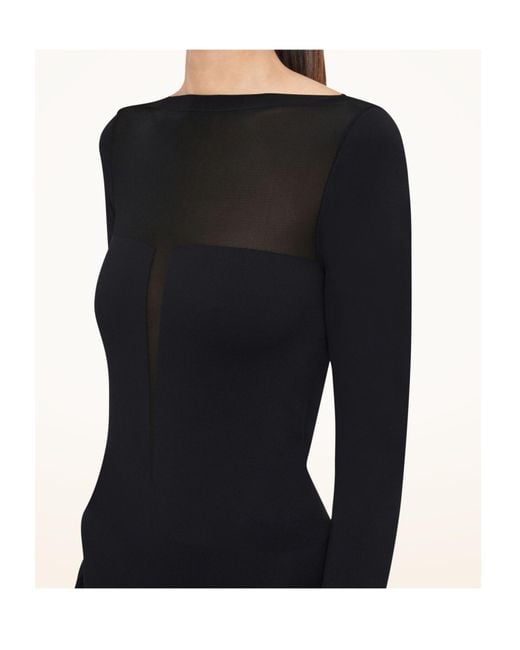Wolford Black Sheer-Panel Midi Dress