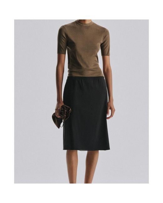 The Row Brown Ozzi Short-Sleeve Knitted Top