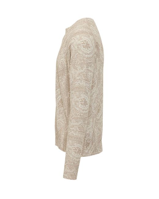 Etro White Paisley Crew Neck Knitted Sweater for men