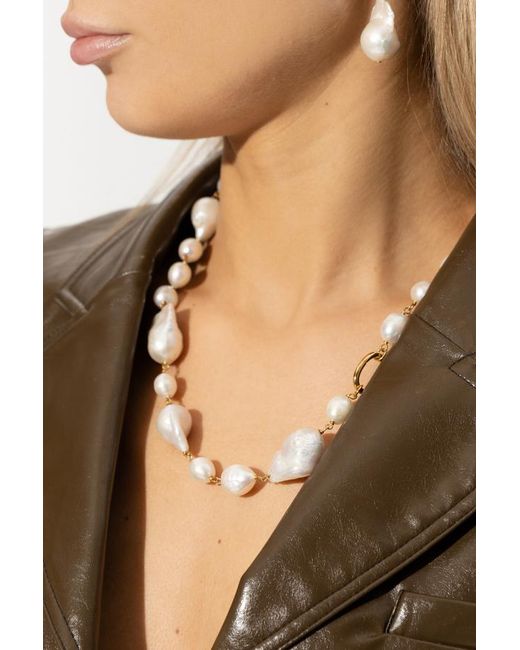 Jil Sander White Embellished Cable-Link Chain Necklace