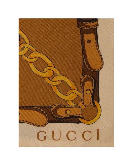 Gucci Metallic Chain-Print Square Scarf