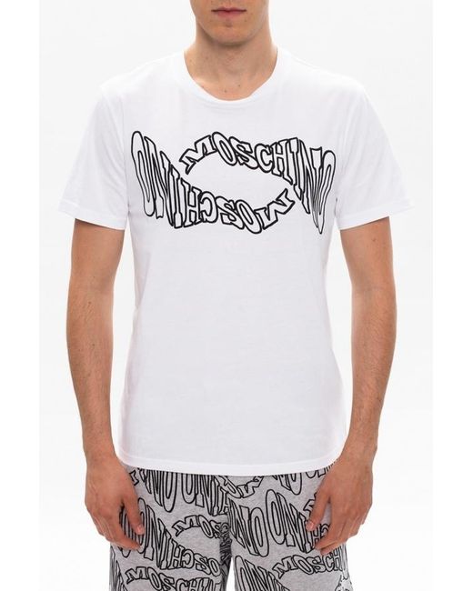 Moschino White Double-Logo Graphic T-Shirt for men
