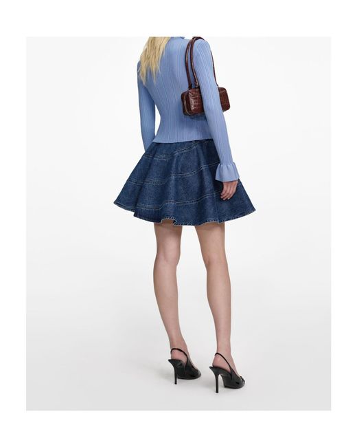 Self-Portrait Blue Flared-Sleeve Cardigan