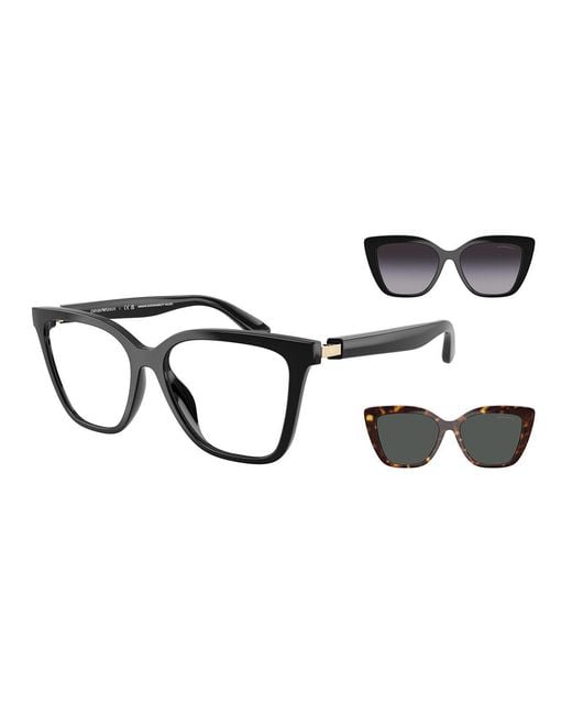 Emporio Armani Black Square Frame Clip-On Sunglasses