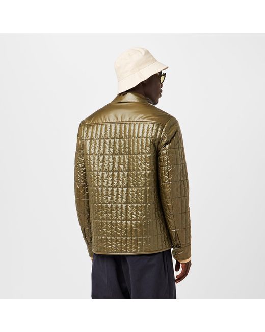 Moncler Green Quilted Check Overshirt Jacket for men