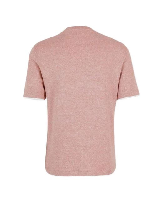 Brunello Cucinelli Pink Layered Effect Crewneck T-Shirt for men