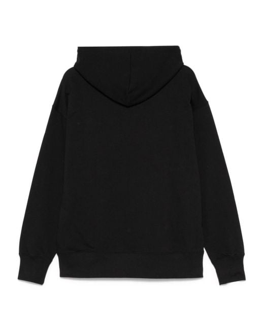 MSGM Black Logo Printed Drawstring Hoodie for men