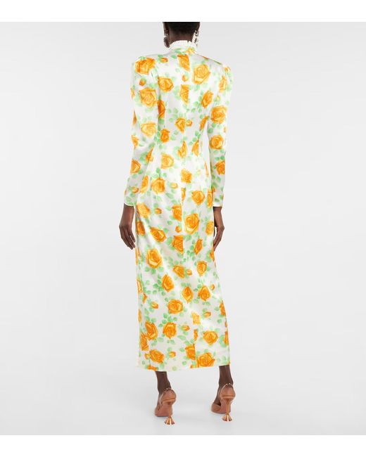 Alessandra Rich Metallic Floral Silk Midi Dress