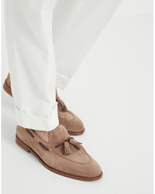 Brunello Cucinelli Brown Tassel Detailed Slip-On Loafers for men