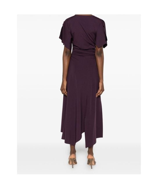 Victoria Beckham Purple Blousey Midi Dress