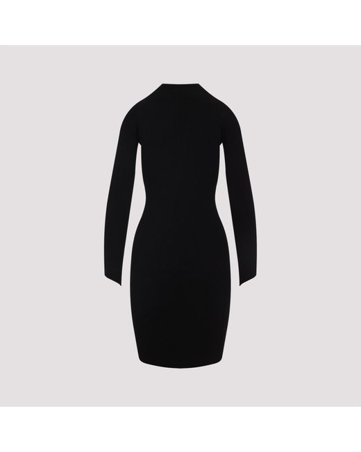 Courreges Black Circle Rib Knit Mini Dress