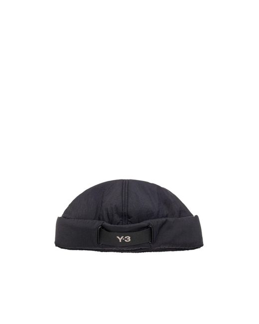 Y-3 Blue Webbing Padded Beanie for men