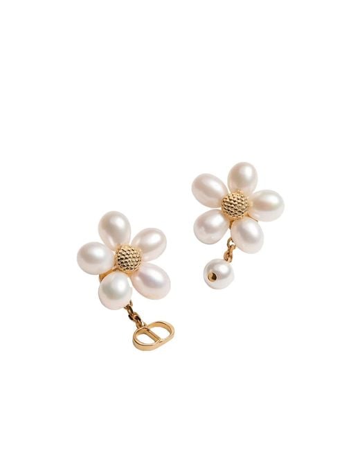 Dior White Iviera Brush Bloom Earrings