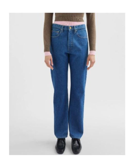 Jil Sander Blue Flared Denim Trousers