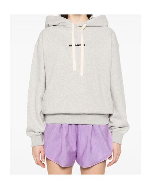 Jil Sander White Relaxed-Fit Hoodie With Drawstring Hood