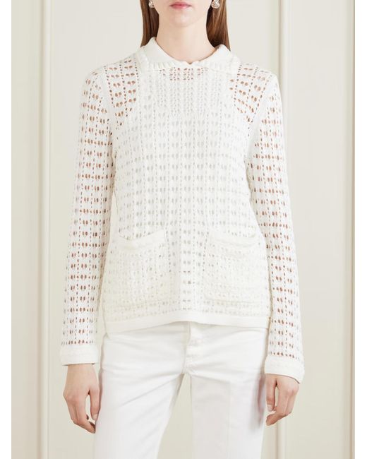 arch4 White Crochet Sweater