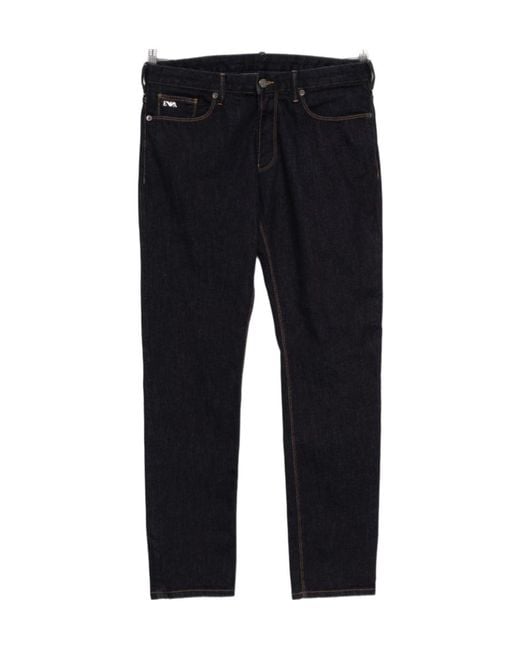 Emporio Armani Blue Logo-Patch Five-Pockets Jeans for men