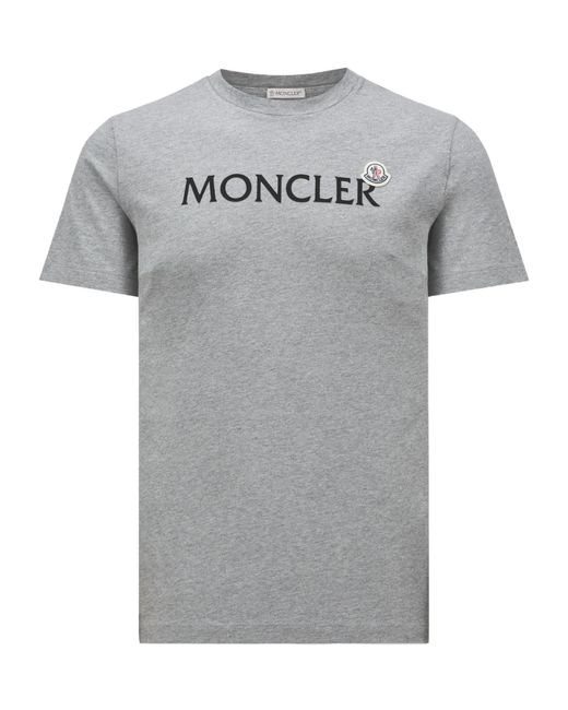 Moncler Gray Logo Flocked T-Shirt for men