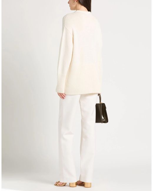 Dolce & Gabbana White Solid Color Cashmere Long Sleeve Sweater