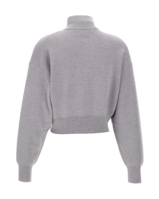Victoria Beckham Gray Half-Zip Sweater