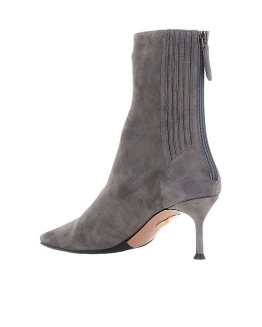 Aquazzura Gray Pointed Toe Heeled Boots