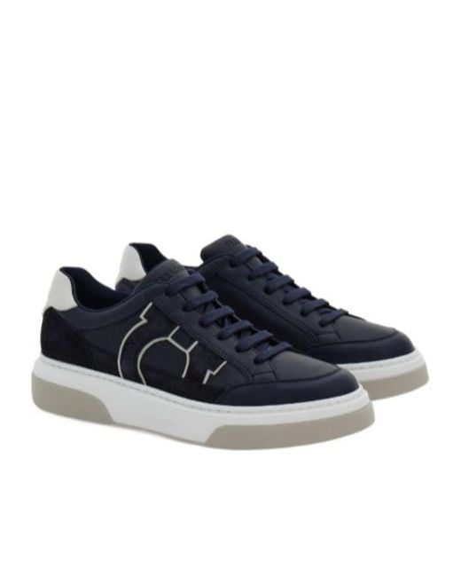 Ferragamo Blue Gancini Low-Top Sneaker for men