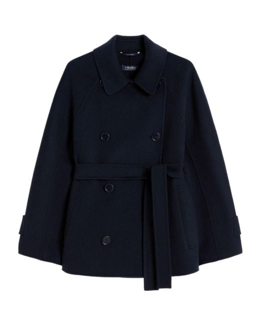 Max Mara Blue 'S Louise Double Breasted Short Belted Jacket
