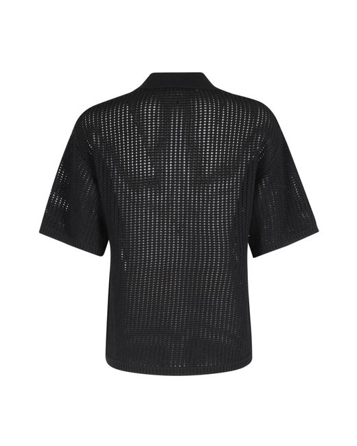 Seventy Black Open-Knit Polo Knitted Top