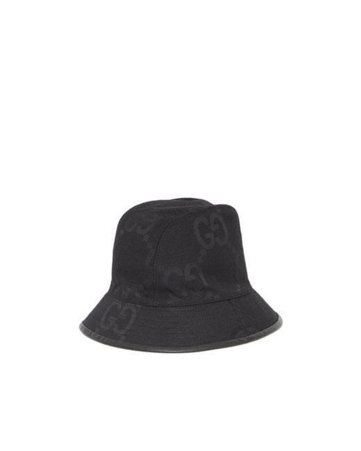 Gucci Black Monogrammed Bucket Hat for men