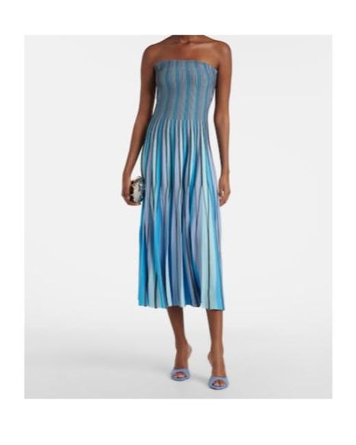 Jonathan Simkhai Blue Soleil Striped Midi Dress