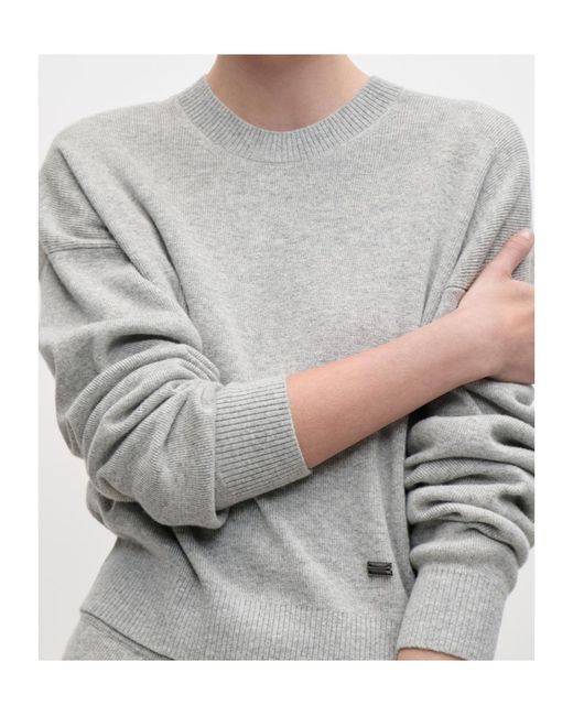 Victoria Beckham Gray Crew Neck Knitted Sweater