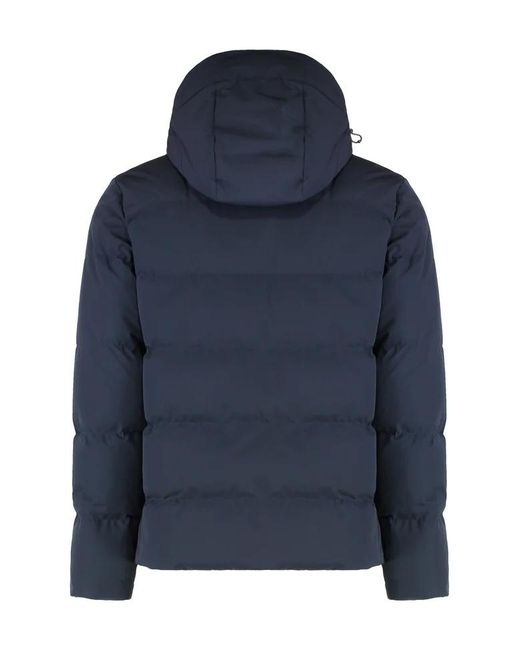 Paul & Shark Blue Hooded Down Jacket for men