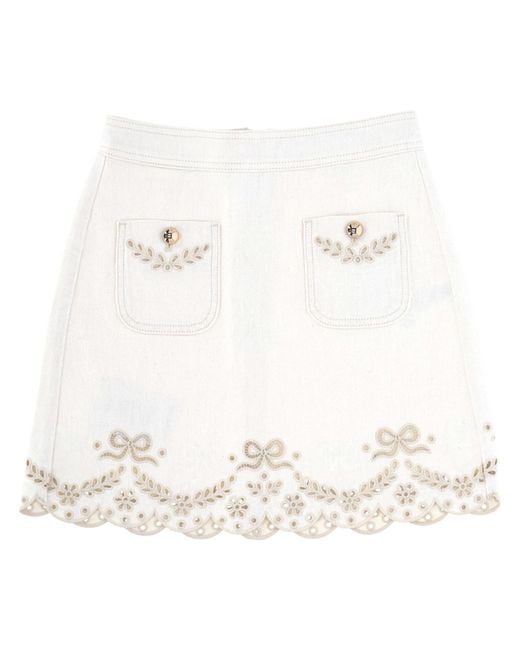 Self-Portrait White Zippered Skirt