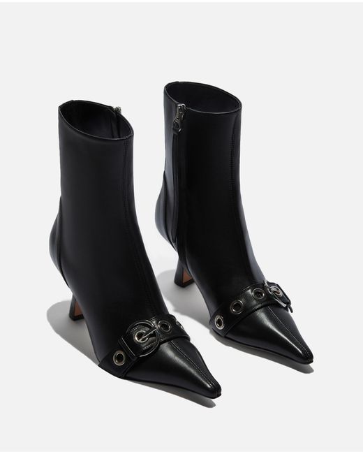 Aeyde Black Halima Buckled Leather Boots