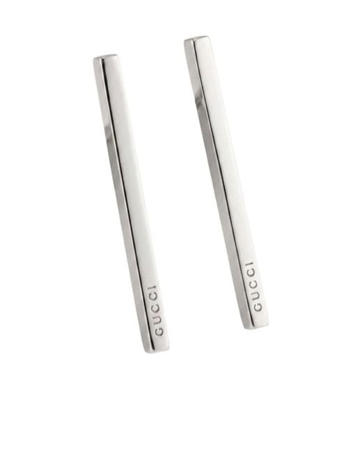 Gucci White Long Bar Earrings