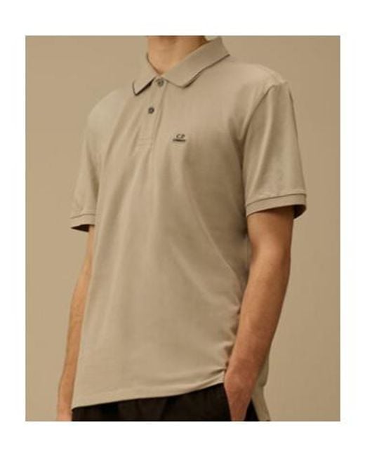 C P Company Natural Logo-Detail Short-Sleeve Cotton Polo Shirt for men