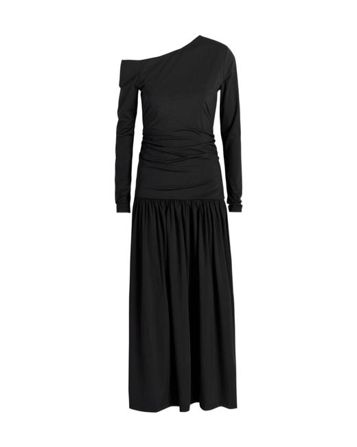 Rohe Black Gathered Stretch-Jersey Midi Dress
