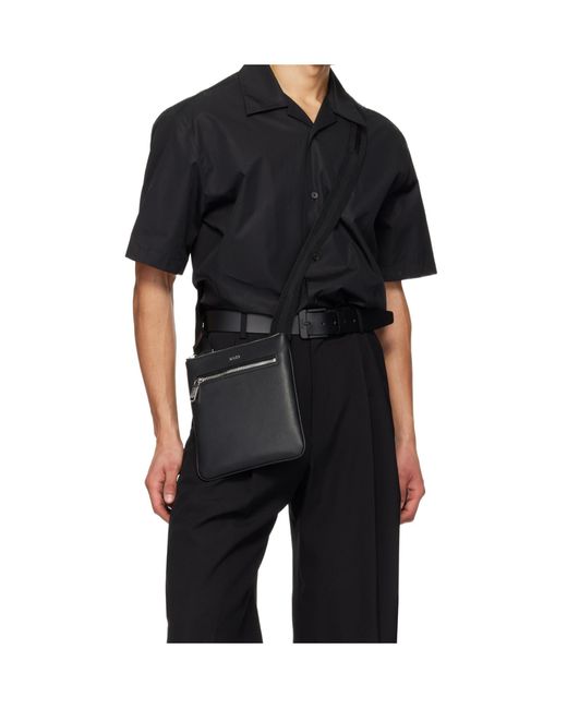 Boss Black Logo-Lettering Messenger Bag for men