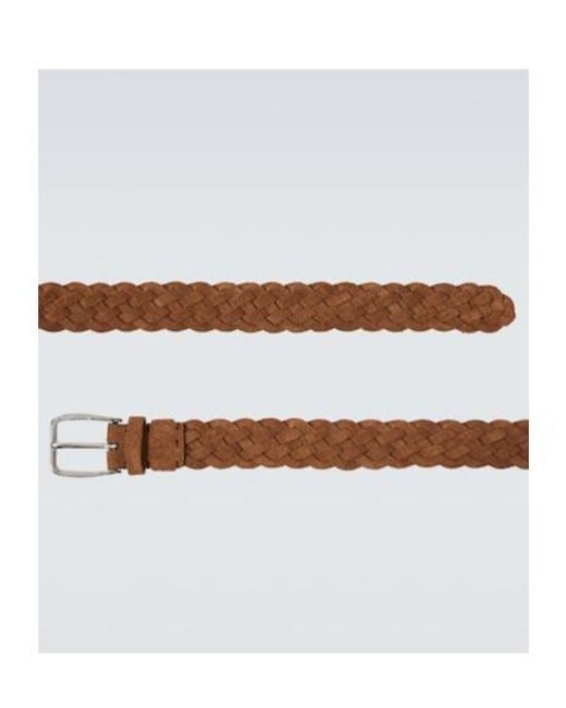 Brunello Cucinelli Brown Braided Suede Belt for men