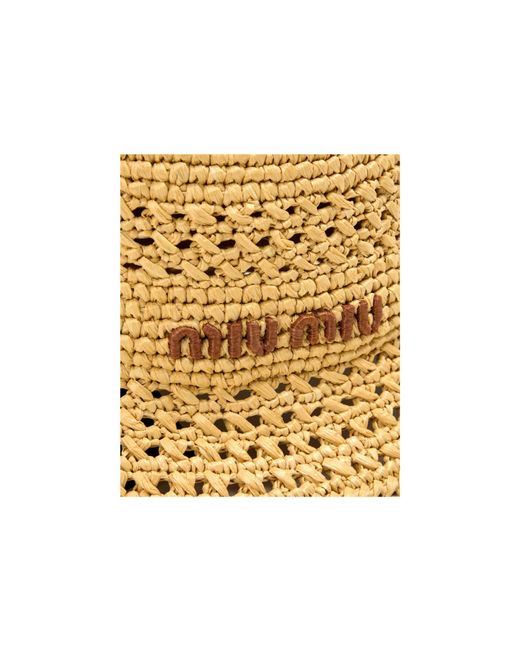 Miu Miu Metallic Hollowed-Out Woven Straw Fisherman Hat
