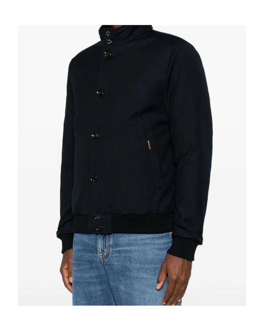 Moorer Blue High-Collar Jacket for men